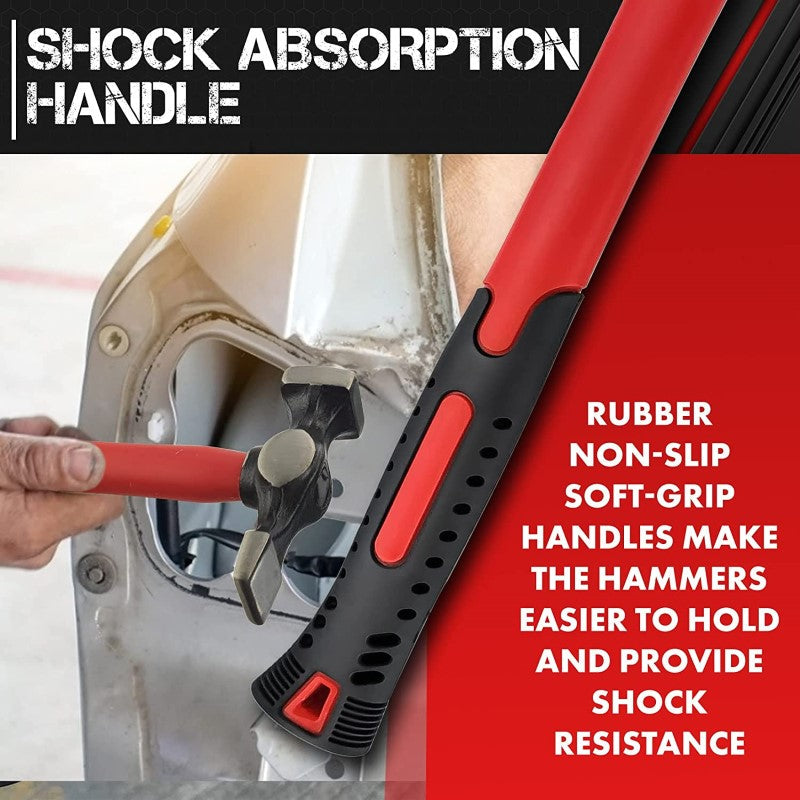 Auto Body Repair Tool Hammer Dolly Set 7 Piece, Car Body Repair Tool Kit with Carrying Case, Carbon Steel Dolly and Hammer Dent Body Fender Tool Set