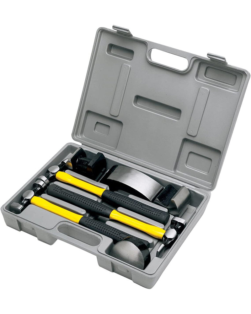 Auto Body Repair Tool Hammer Dolly Set 7 Piece, Car Body Repair Tool Kit with Carrying Case, Carbon Steel Dolly and Hammer Dent Body Fender Tool Set