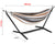 2-Person Hammock with 9FT Steel Stand - Weather Resistant Double Hammock Bed and Stand with Carrying Case, 450LBS Capacity, 6 Optional Hook Positions (Tan Stripe)