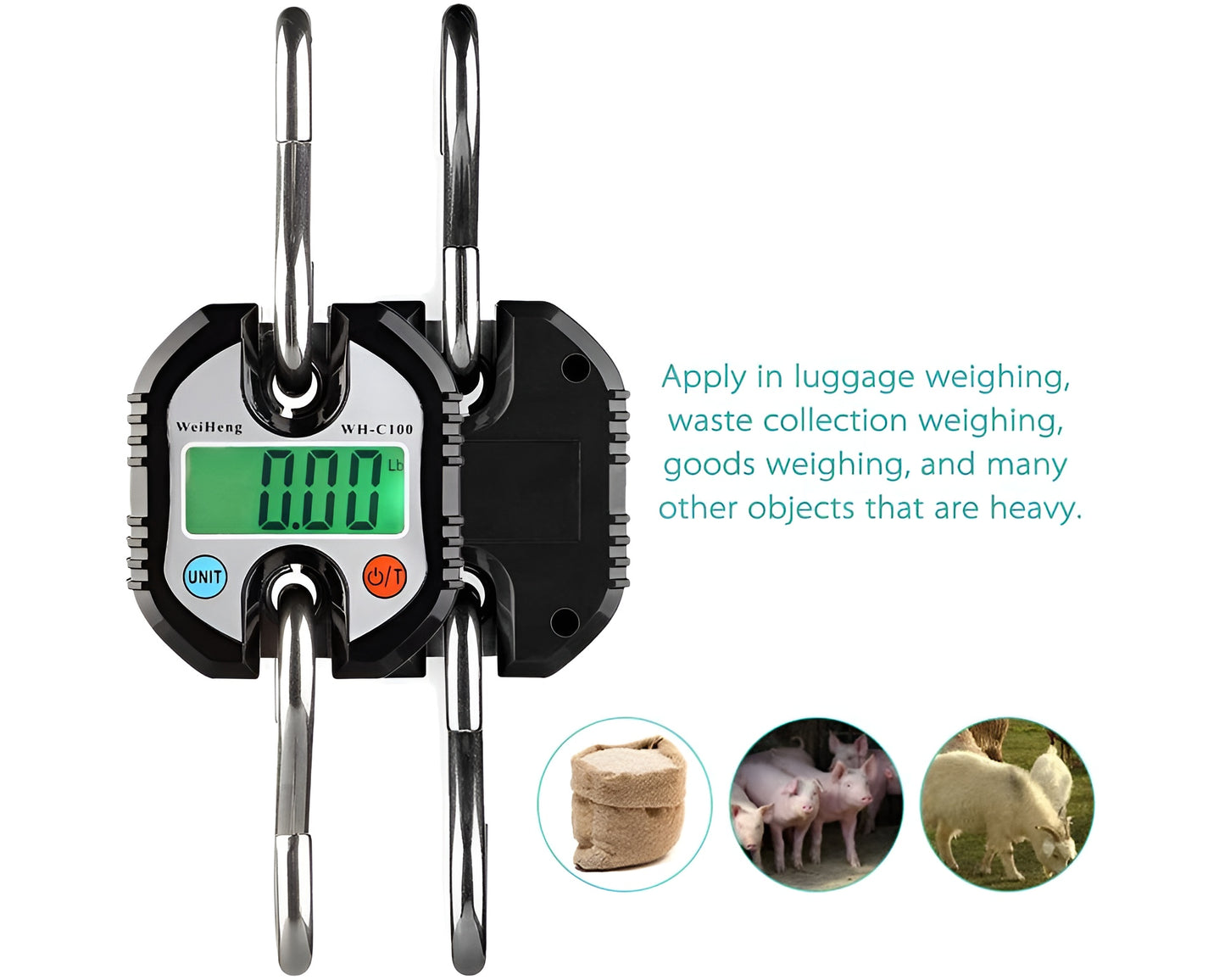150kg Hanging Scale - Digital Crane Scale Portable LCD Weighing Scale