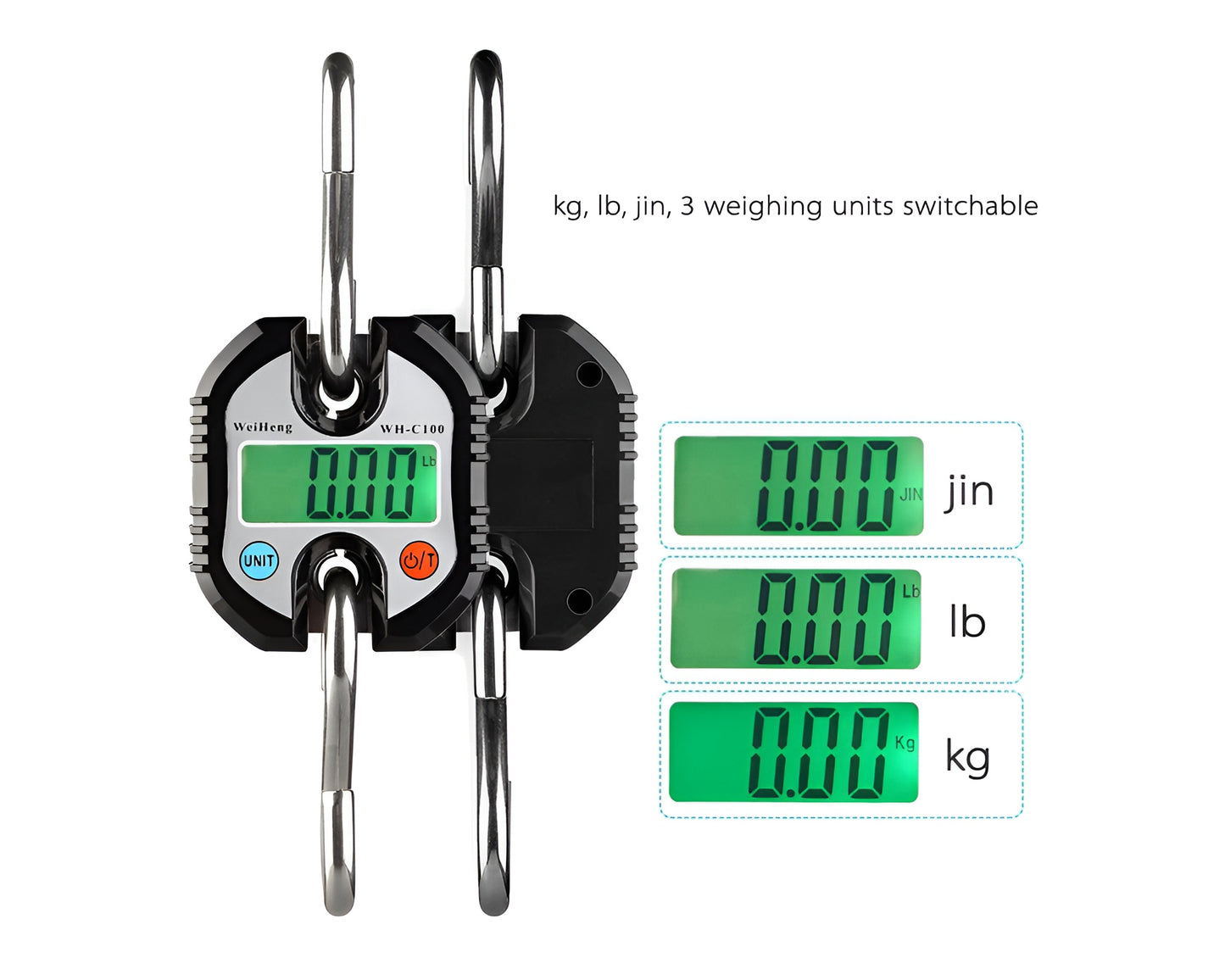 150kg Hanging Scale - Digital Crane Scale Portable LCD Weighing Scale