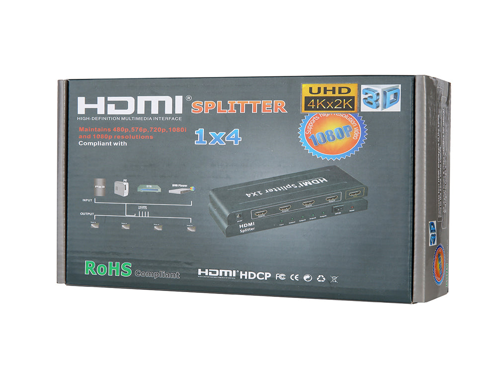 1x4 HDMI Splitter – Ultra HD 4K/2K Full HD 3D