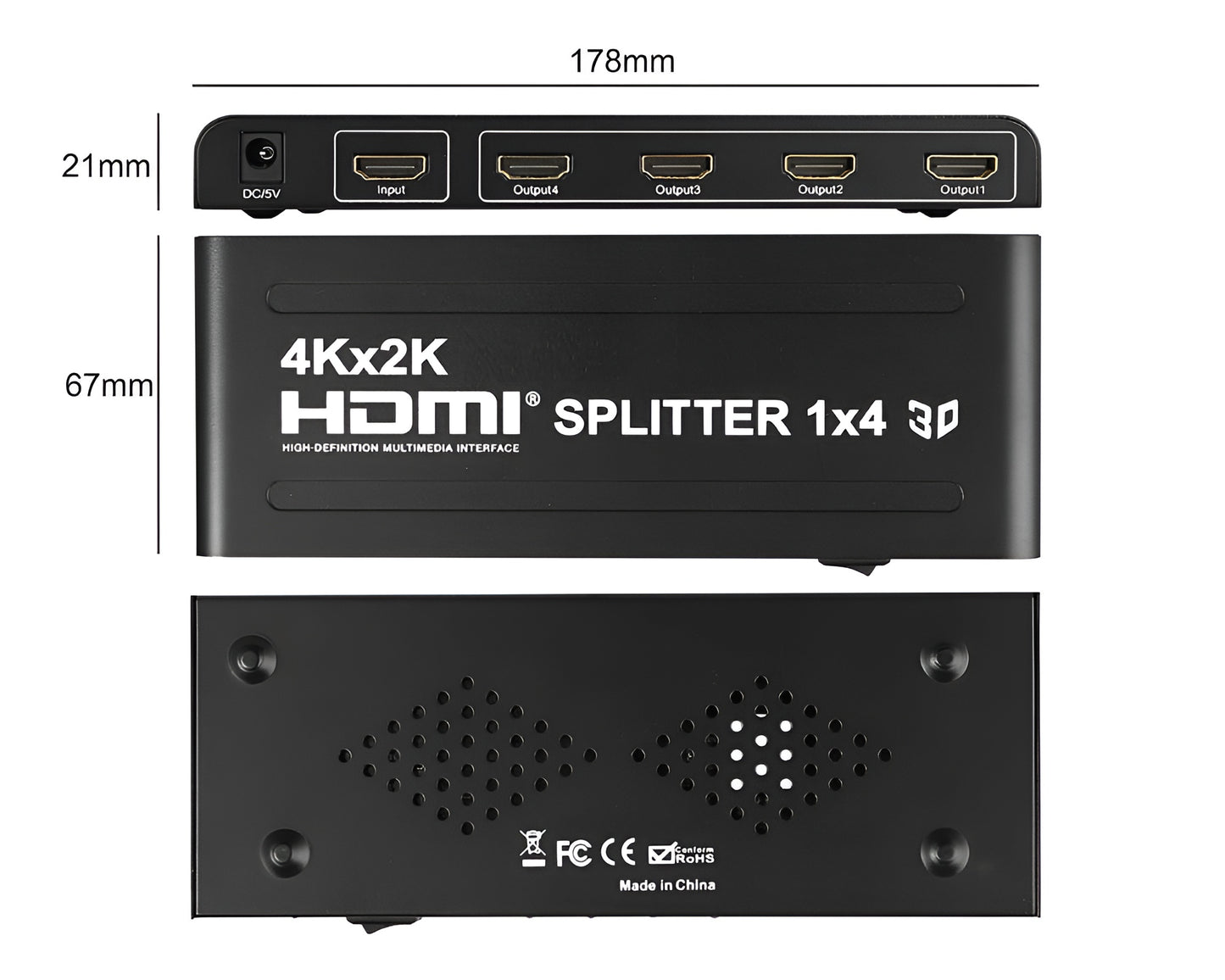 1x4 HDMI Splitter – Ultra HD 4K/2K Full HD 3D