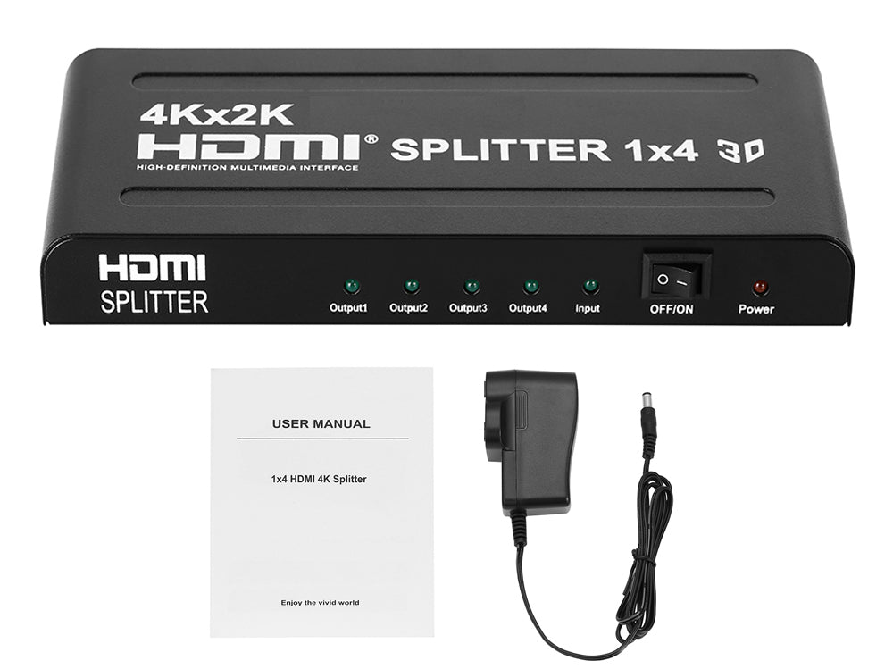 1x4 HDMI Splitter – Ultra HD 4K/2K Full HD 3D