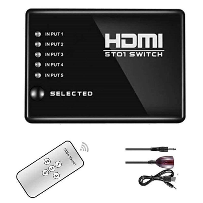 Hdmi Splitter Intelligent 5X1 5-Port Hdmi Switch/Switcher With Ir Remote