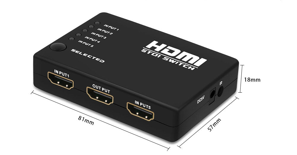 Hdmi Splitter Intelligent 5X1 5-Port Hdmi Switch/Switcher With Ir Remote
