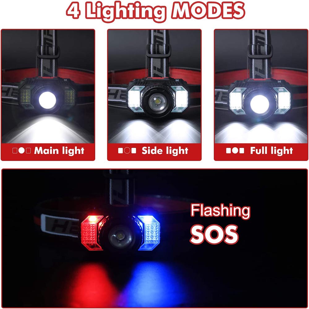 Head Torch LED Headlamp Flashlight - 1000 Lumen Multifunctional Rechargeable Work Light