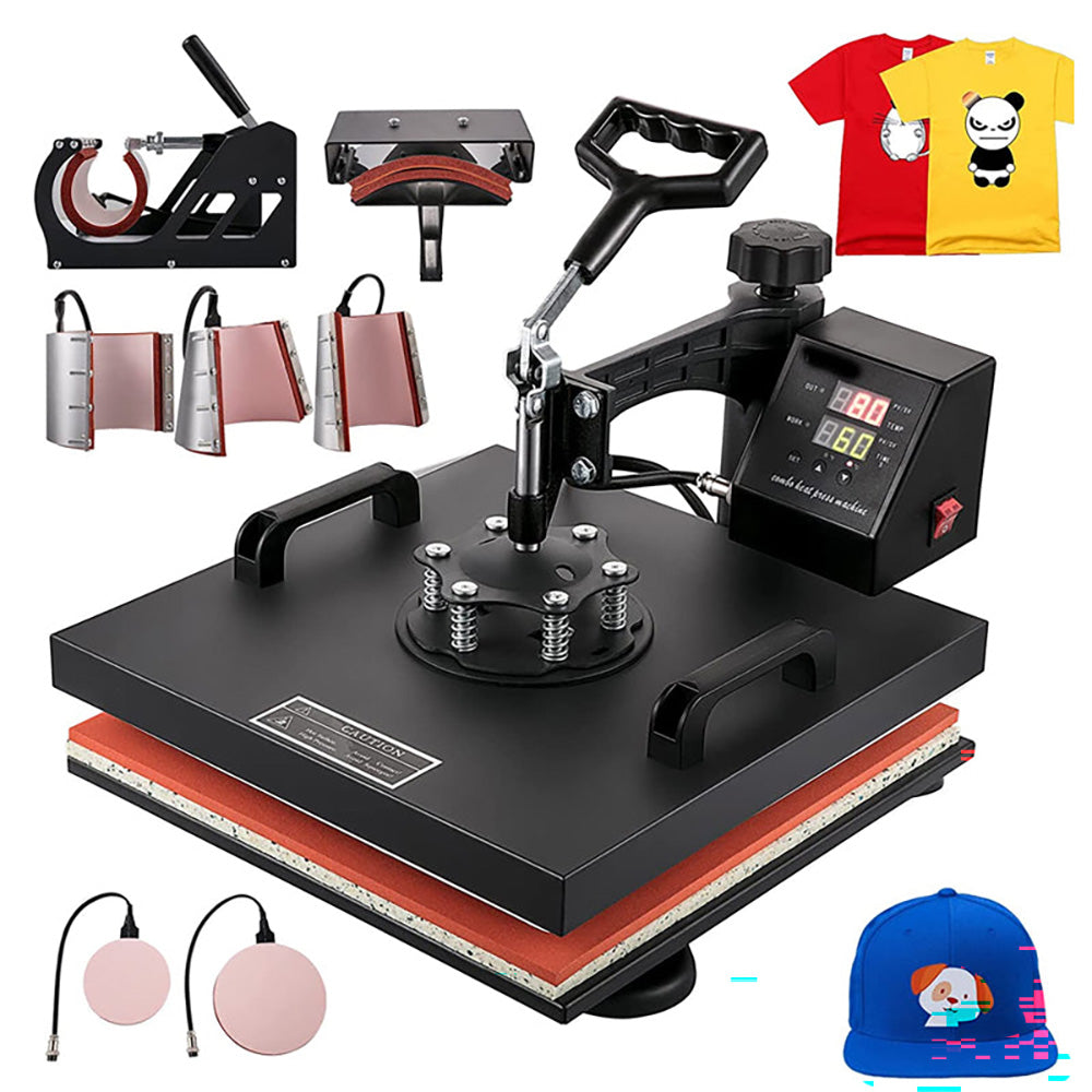 Heat Press 15x15 Inch 8 in 1 Heat Press Machine | Digital Multifunctional Sublimation Machine for T-Shirts, Hats, Mugs, Plates