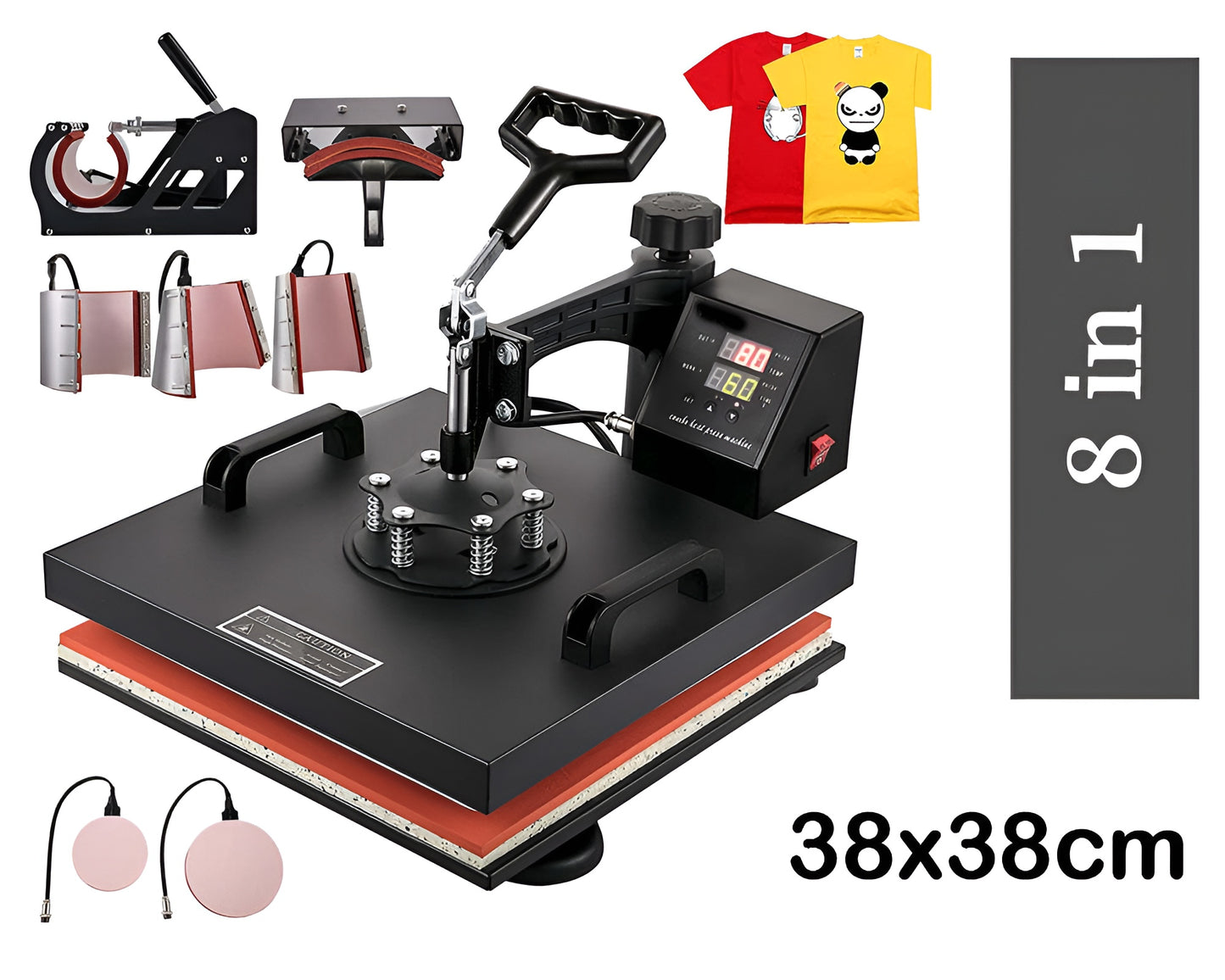 Heat Press 15x15 Inch 8 in 1 Heat Press Machine | Digital Multifunctional Sublimation Machine for T-Shirts, Hats, Mugs, Plates