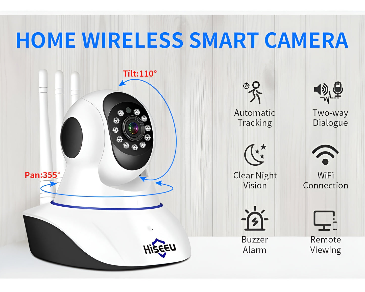 1080P Wireless Home Security Camera - Indoor PTZ WiFi IP Camera with 32GB SD Card