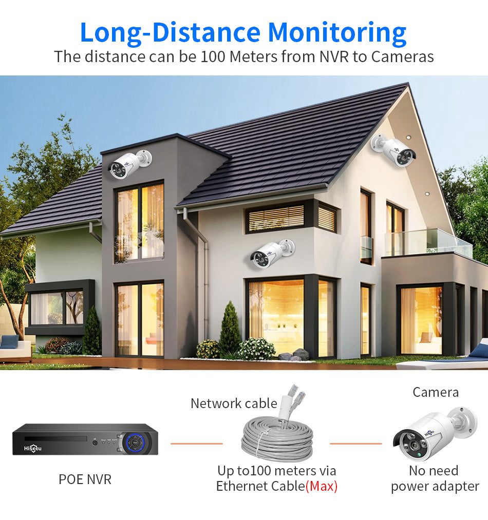 Hiseeu 8CH 3MP POE Security Surveillance Camera System Kit AI Face Detection Audio Record IP Camera CCTV Video NVR Set
