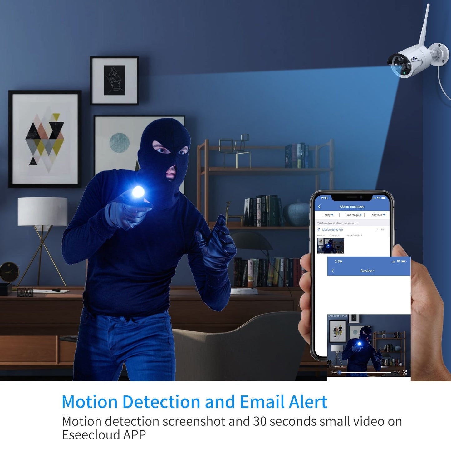 Hiseeu 2K Wireless Security Camera System Outdoor/Indoor 8 CH NVR Kit - 8Pcs 3MP WiFi Surveillance Camera for Home, Night Vision, Waterproof Bullet Camera, Motion Detection