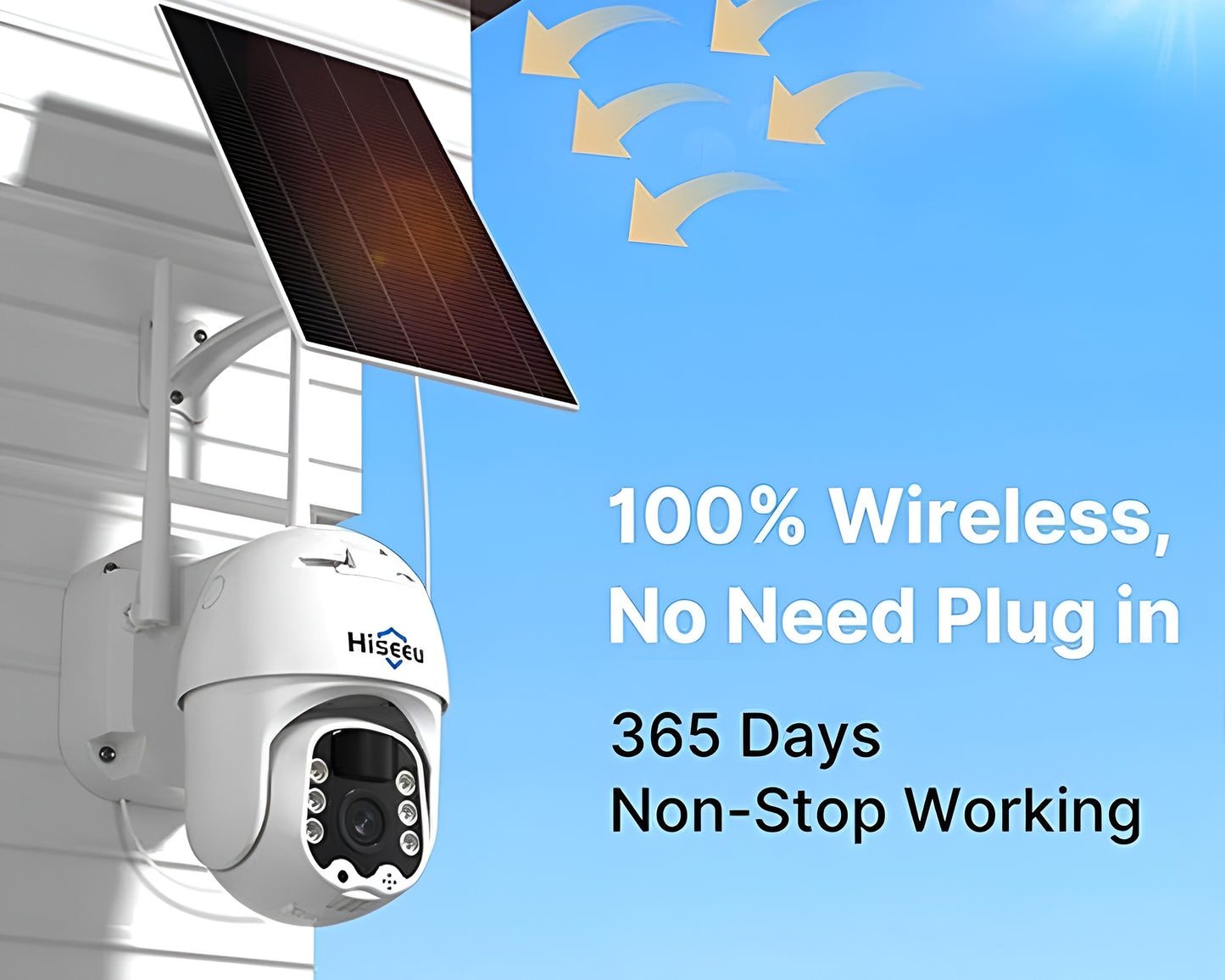 Hiseeu Solar Security Camera 2K PTZ - Wireless Outdoor Solar Powered CCTV Camera