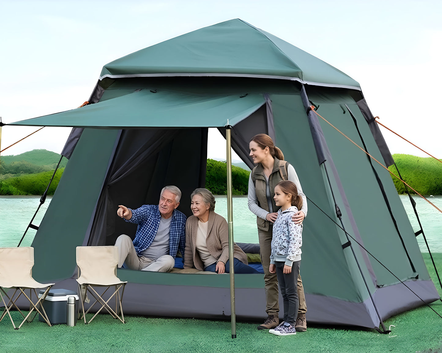 Outdoor Pop-Up Camping Tent - Automatic Waterproof Family Tent for 3-4 People