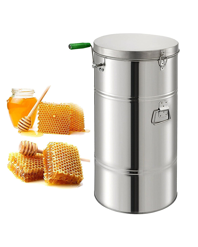 Manual Stainless Steel Honey Extractor, 2 Frame Manual Processing Centrifuge, 20KG Large Capacity Honeycomb Spinner for Beekeeping
