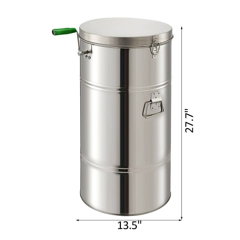 Manual Stainless Steel Honey Extractor, 2 Frame Manual Processing Centrifuge, 20KG Large Capacity Honeycomb Spinner for Beekeeping