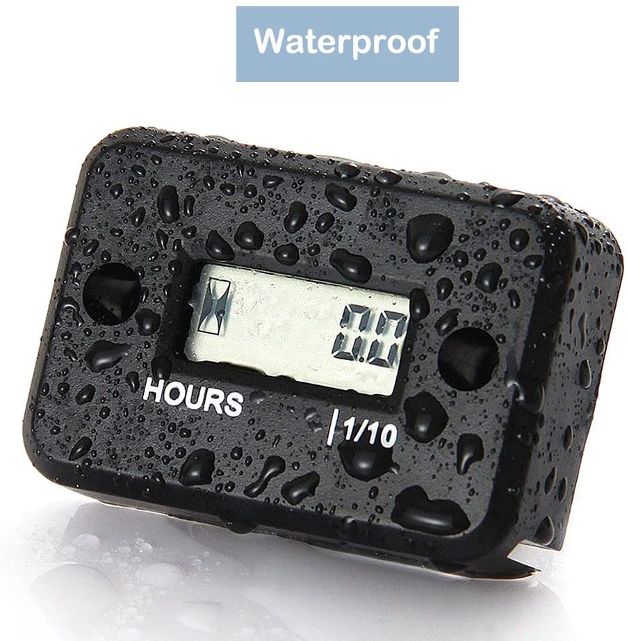 Hour Meter Small Waterproof Digital LCD Gasoline Engine Hour Meter for Motorcycle, Boat, Lawn Mower, Snowmobile, Generator
