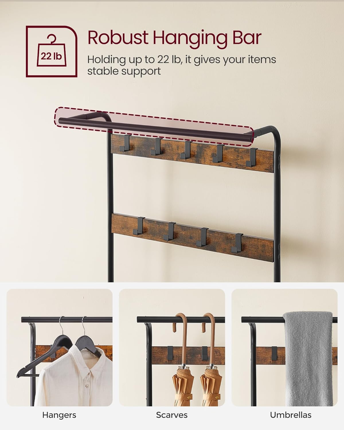 Vasagle Coat Rack Stand with Shoe Storage Bench