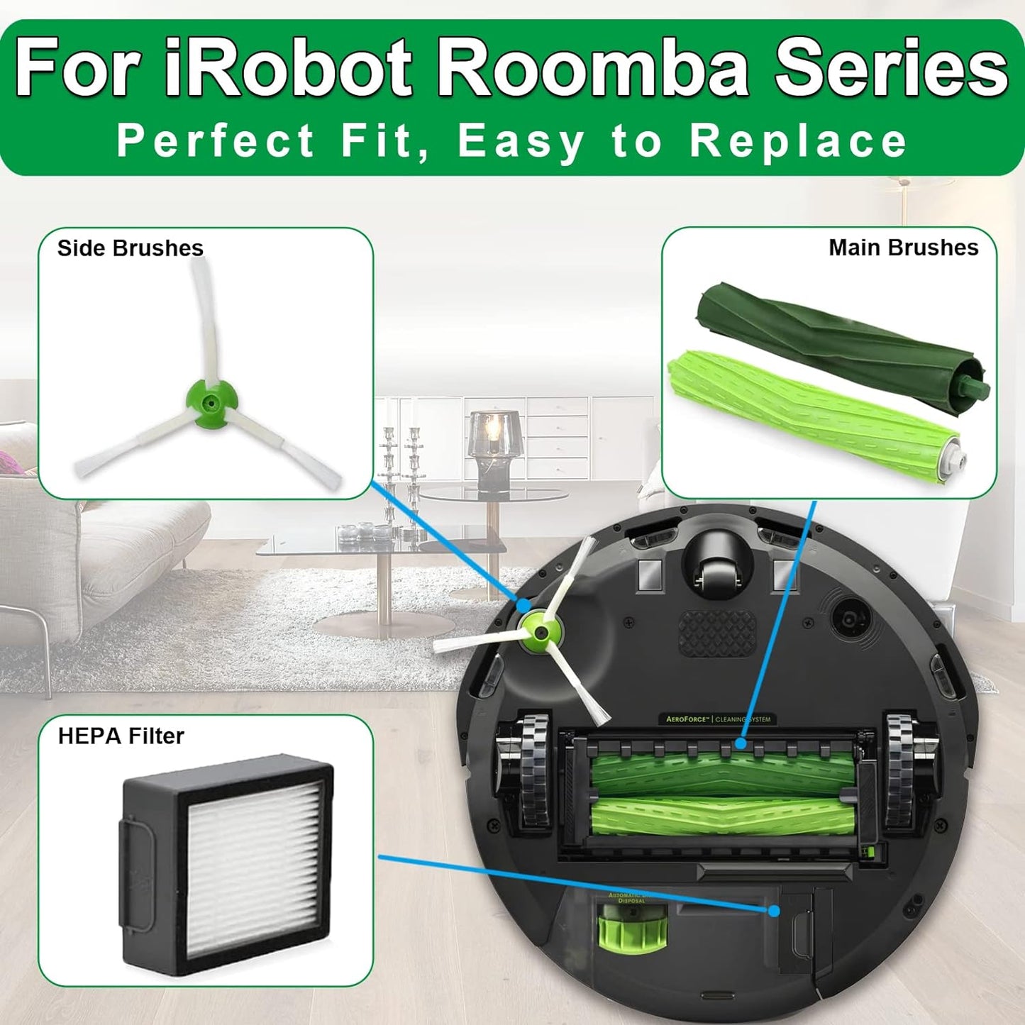 Main Brush Filters Cleaner Side Brushes Accessories for iRobot Roomba i7 E5 E6 - Multi-A