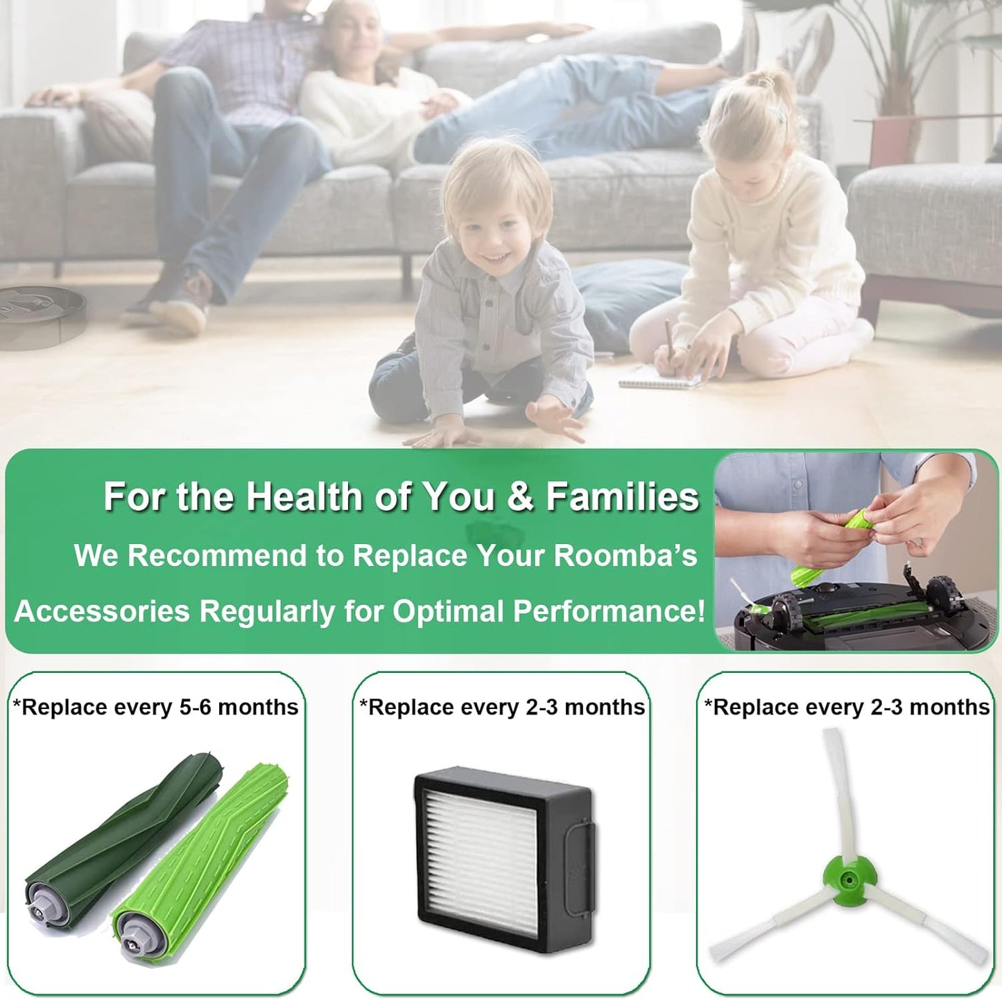 Main Brush Filters Cleaner Side Brushes Accessories for iRobot Roomba i7 E5 E6 - Multi-A