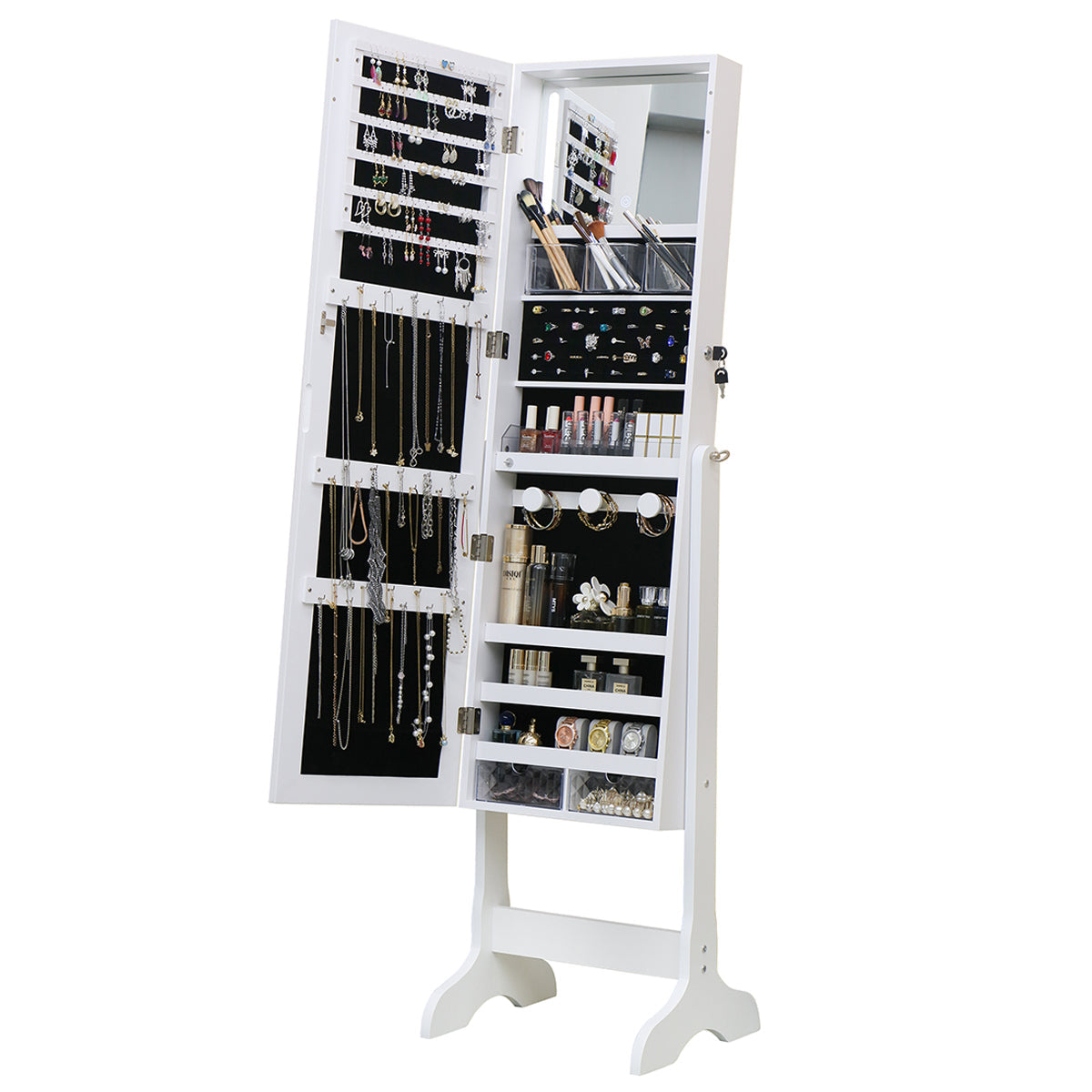 Dressing Mirror with Storage Jewelry Cabinet