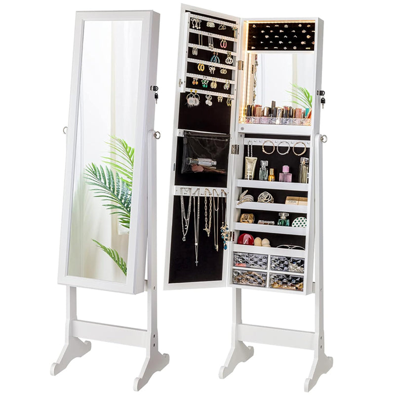 Dressing Mirror with Storage Jewelry Cabinet