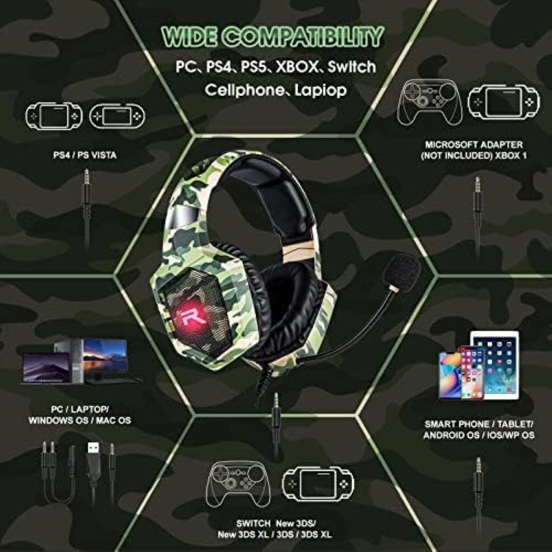 Gaming Headset Onikuma K8 Gaming Headset LED Surround Sound Mic