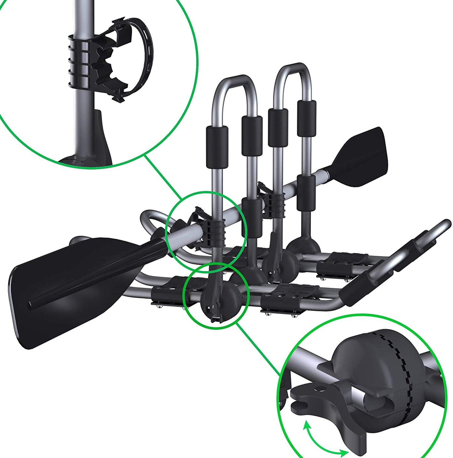 Kayak Roof Rack Surfboard, Canoe and Ski Board Rooftop Mount Carrier Folding Adjustable Bilateral J-Style Rack on SUV, Car and Truck