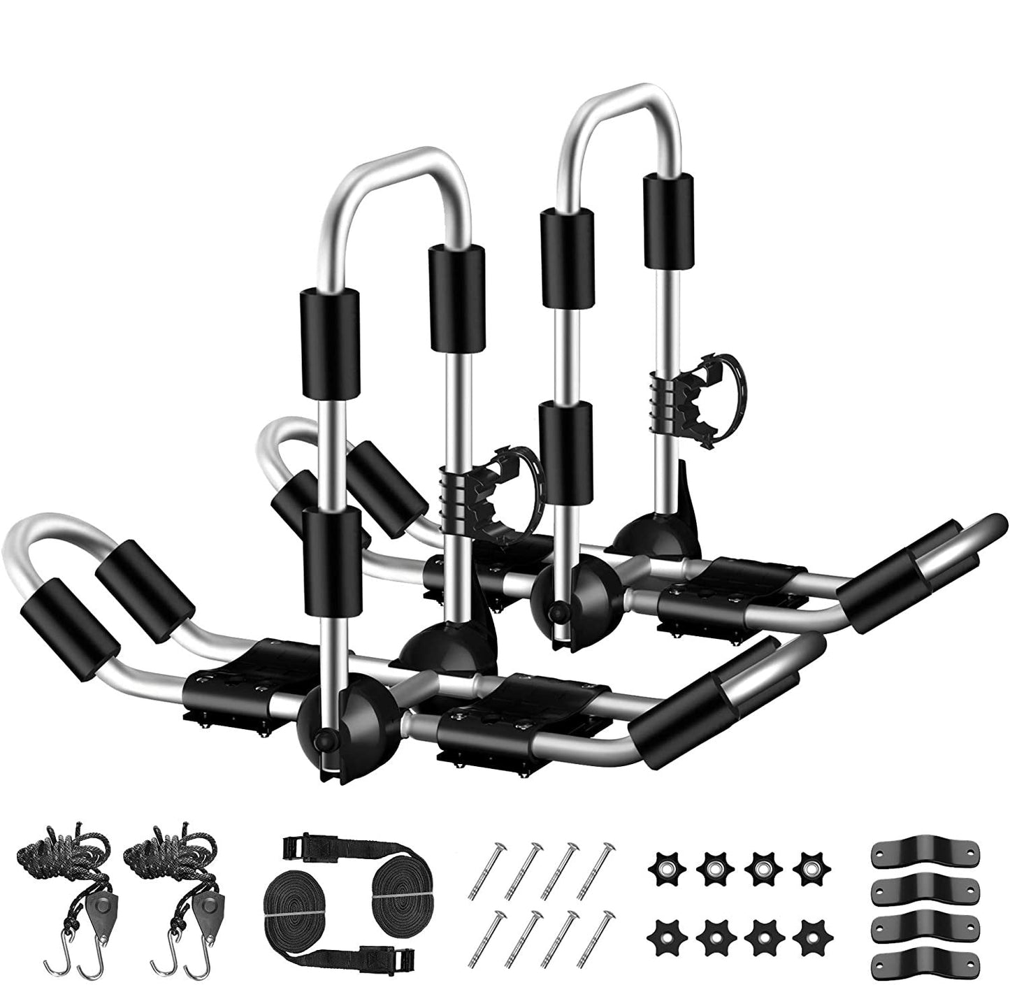 Kayak Roof Rack Surfboard, Canoe and Ski Board Rooftop Mount Carrier Folding Adjustable Bilateral J-Style Rack on SUV, Car and Truck