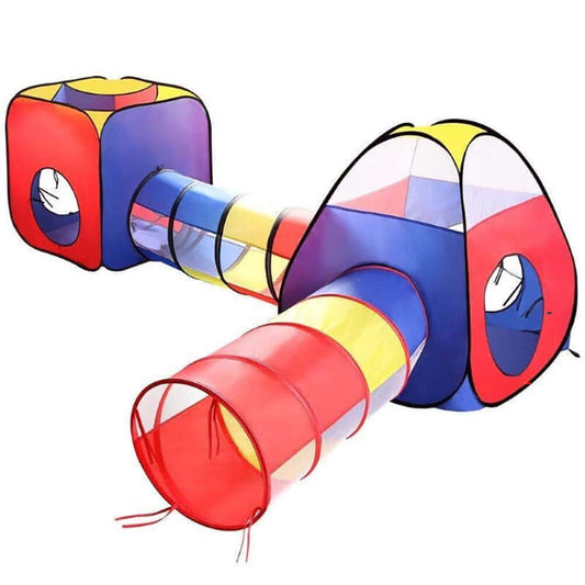 4 Piece Folding Play Tent Set - Tunnel, Triangle Playhouse and Ball Pit Activity Tent