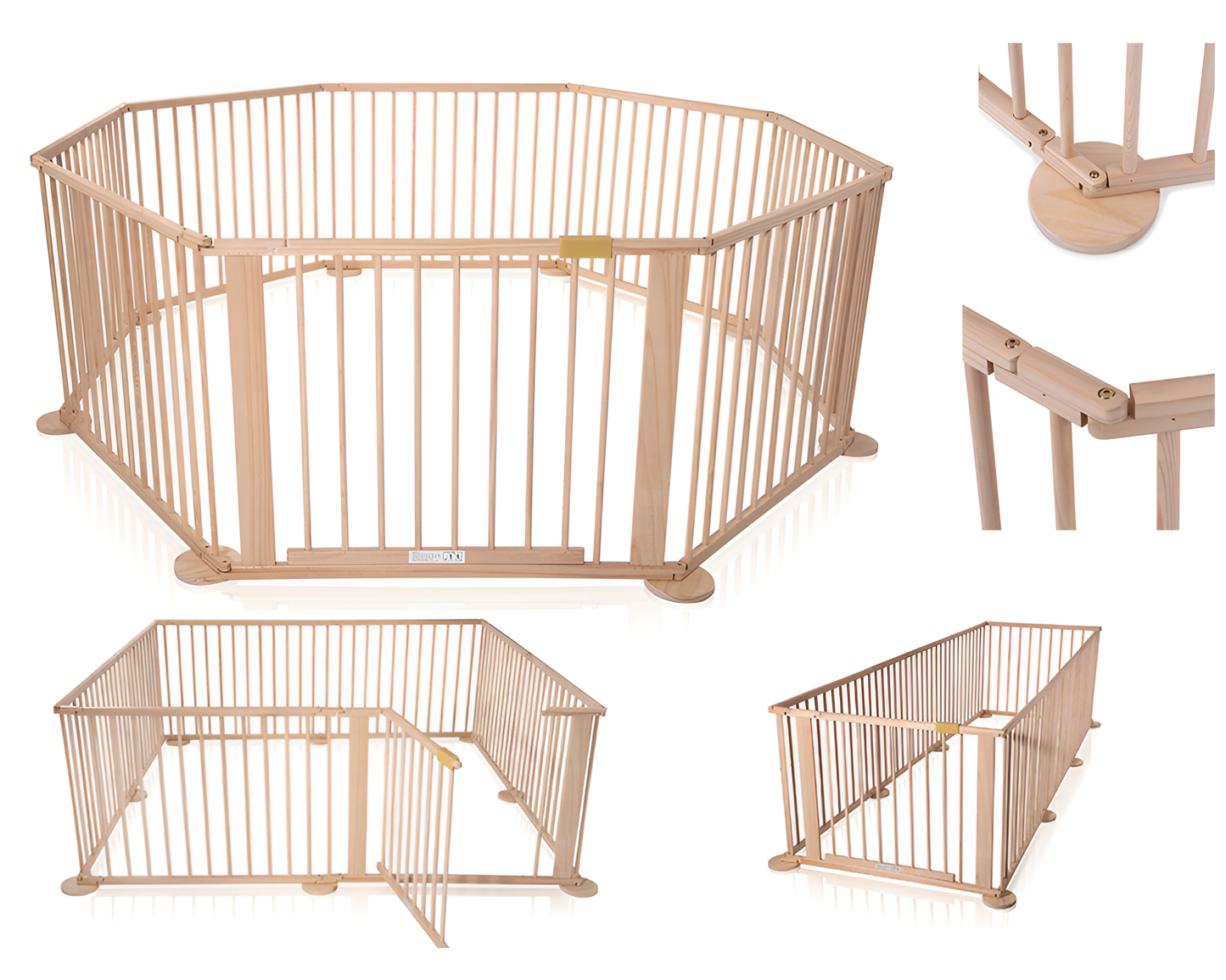8 Panel Wooden Activity Enclosure Indoor Safety Barrier with Access Gate