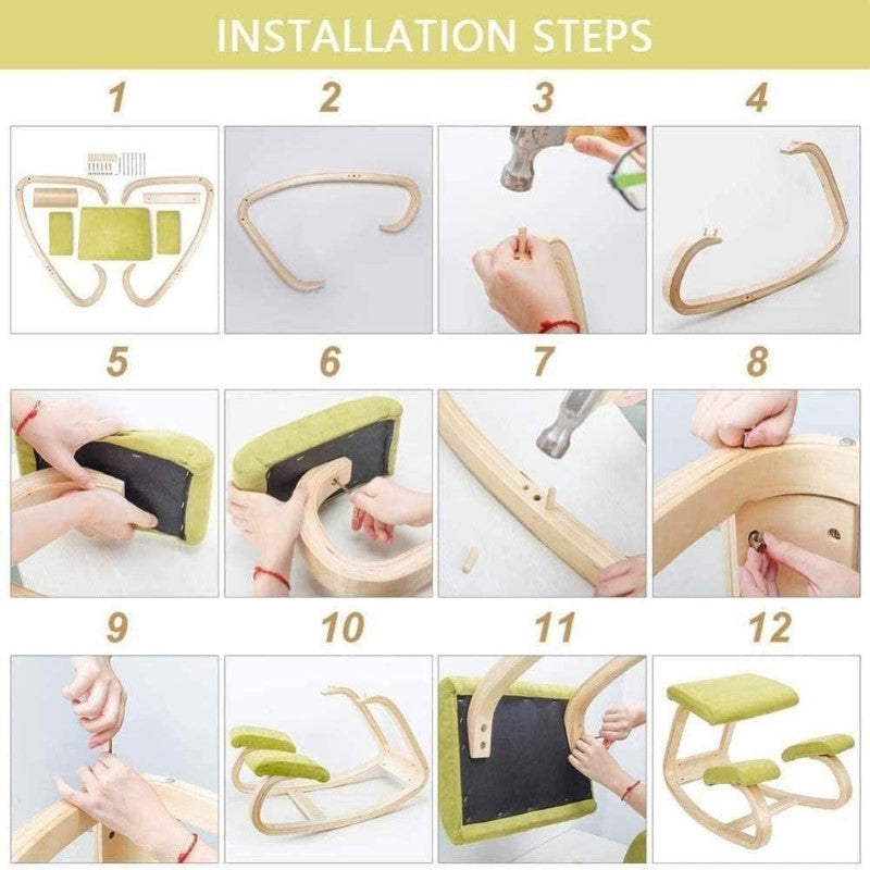 Ergonomic Kneeling Chair – Beech Wood Frame, Comfortable Posture Correcting Chair for Desk and Office