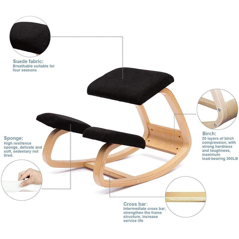Ergonomic Kneeling Chair – Beech Wood Frame, Comfortable Posture Correcting Chair for Desk and Office