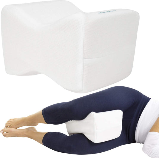 Xtra-Comfort Memory Foam Knee Pillow - Orthopedic Sciatica, Back, Under Leg, Hip and Joint Support for Side Sleepers
