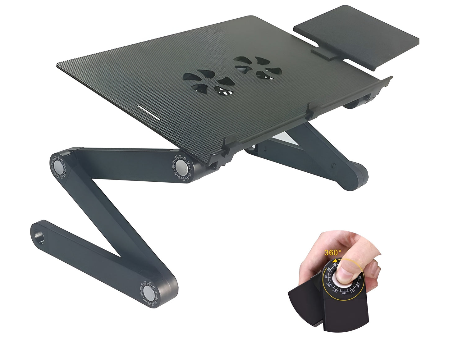Laptop Stand for Bed and Sofa, Cozy Desk Portable Adjustable Laptop Table Stand Up/Sitting with 2 CPU Cooling Fans and Mouse Pad