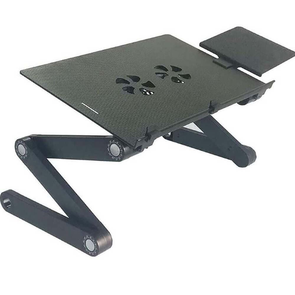 Laptop Stand for Bed and Sofa, Cozy Desk Portable Adjustable Laptop Table Stand Up/Sitting with 2 CPU Cooling Fans and Mouse Pad