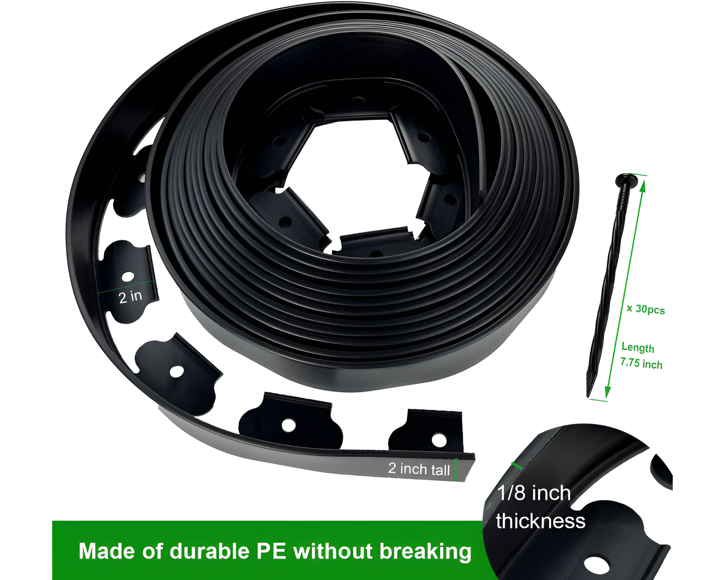 2PCS 10M No-Dig Lawn Edging Border – Easy Installation Flexible Garden Edging with 30 Ground Pegs