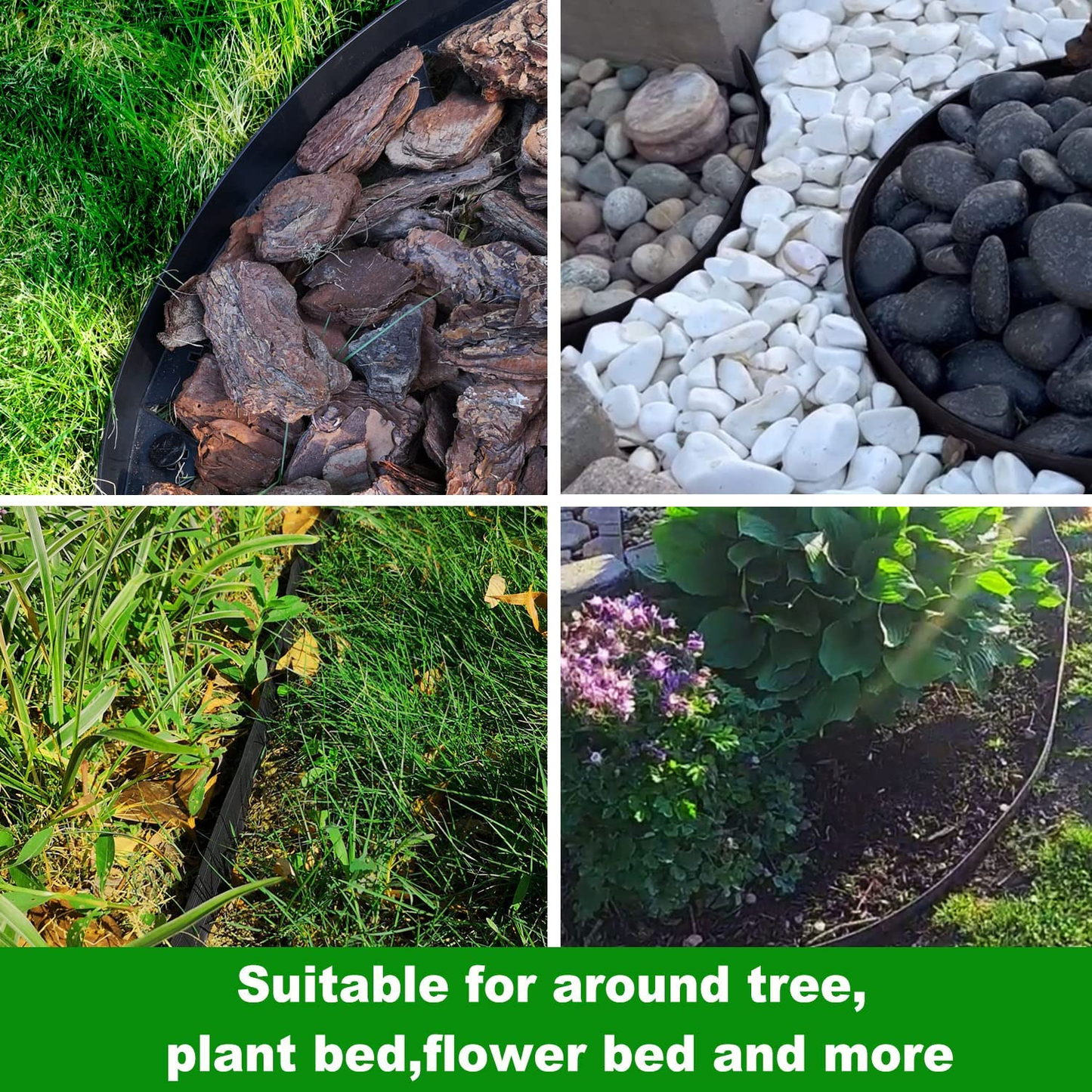 4PCS No-Dig Lawn Edging Border – Easy to Install Flexible Garden Edging for Pathways, Flower Beds, and Driveways 10M10M