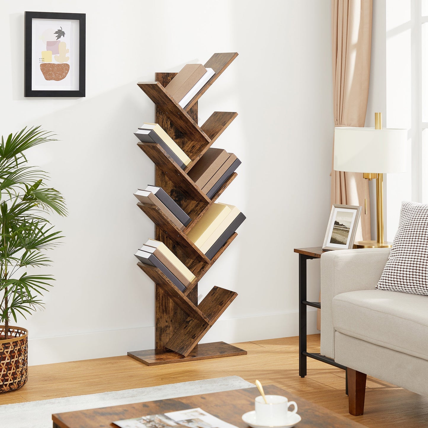 VASAGLE  Bookshelves Display Unit Tree-Shaped - Brown