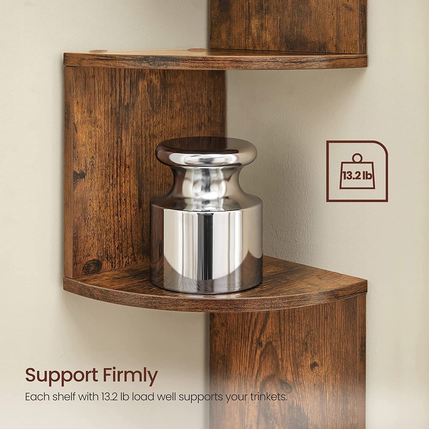 VASAGLE Floating Corner Shelf - 5-Tier 126cm High