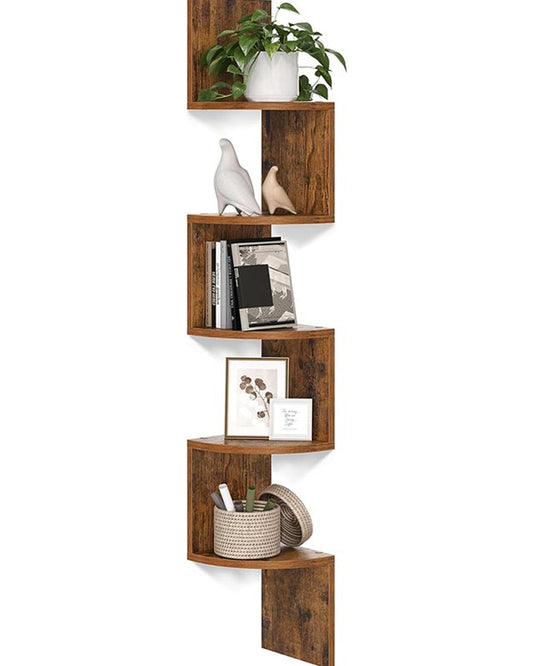VASAGLE Floating Corner Shelf - 5-Tier 126cm High
