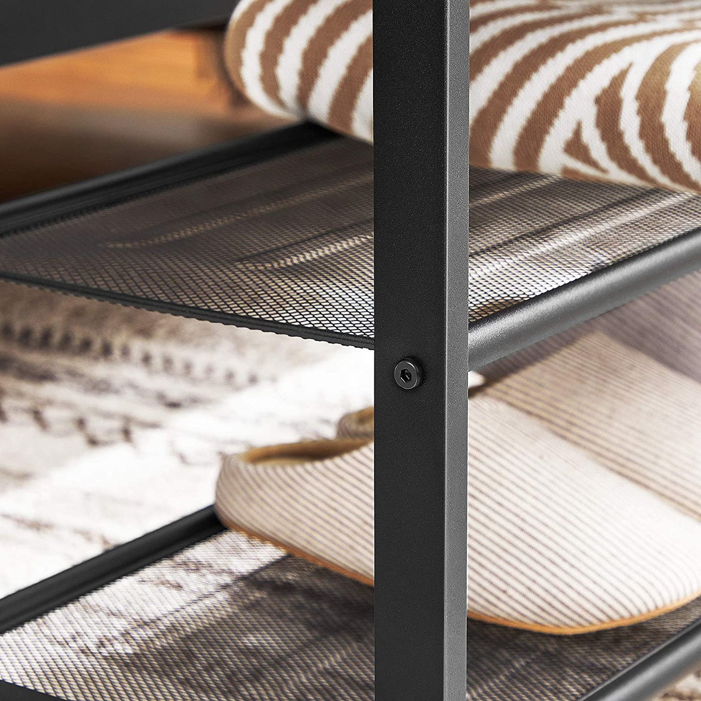 Shoe Storage Bench with 2 Shelves - Entryway Bench with Adjustable Feet for Easy Shoe Organization and Storage