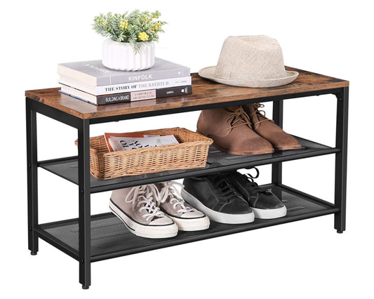 Entryway Shoe Rack Bench with Storage Shelves