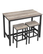 Bar Table and Stool Set Industrial Breakfast Table with 2 Stools Greige Black