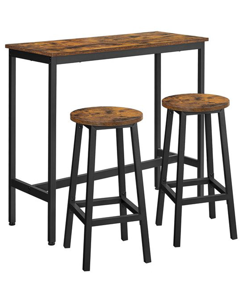 Pub-Style Bar Table and 2 Stools - Ideal for Small Kitchens, Breakfast Nooks & Apartments