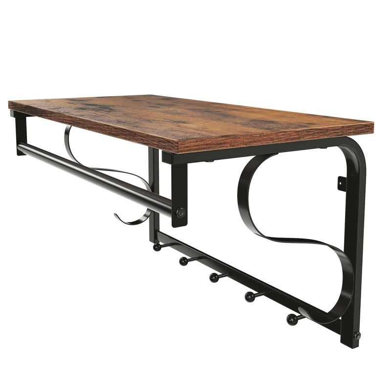 VASAGLE Wall Mounted Coat Rack With Shelf