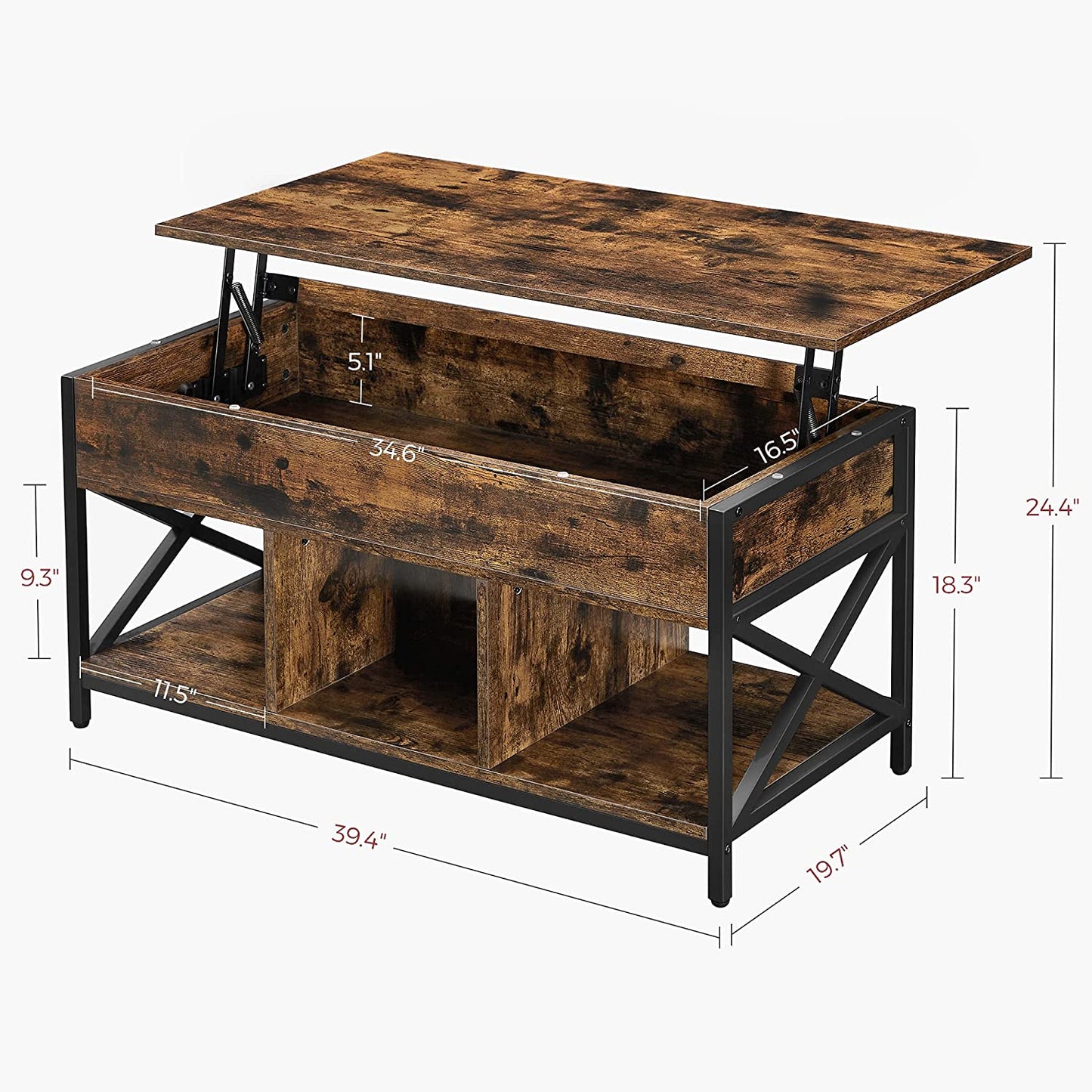 VASAGLE Coffee Table, Storage Compartments