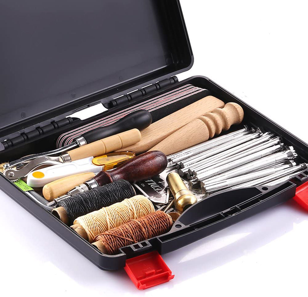 59PCs Leather Craft Tools Kit Tools DIY Groover Punch Kit Stiching Carving Craft Sewing