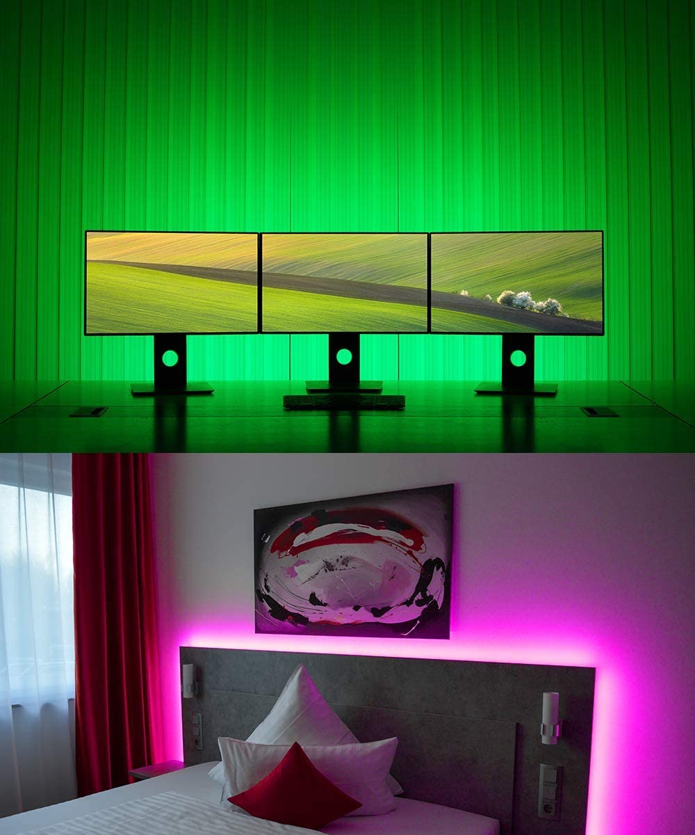 LED Strip Lights Kit – 32.8Ft RGB Color Changing Light Strip with Remote, Controller Box, and Support Clips for Bedroom, Room, Kitchen, Home, and Party Decoration