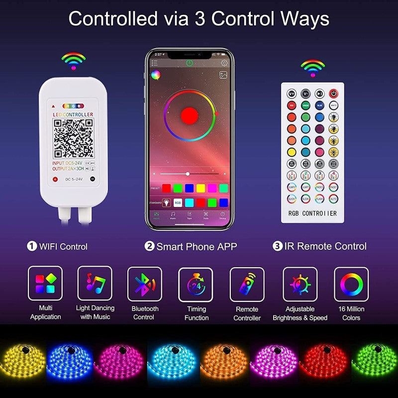 Bluetooth LED Strip Lights, ALED LIGHT 15M Waterproof RGB